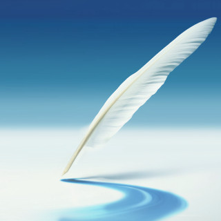White feather flying blue background - free airplane wallpaper for tablet