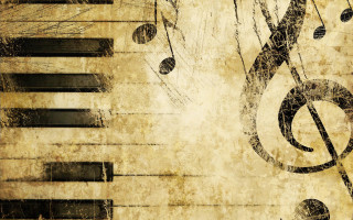 Grungy piano musical notes trebles 4 - cinematic composition free wallpaper