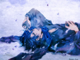 Blue haired gothic anime laying - a blue hair free wallpaper