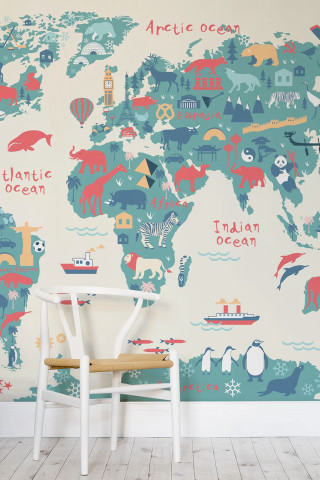 Chair wall map wooden chair 2 - maximalism free wallpaper