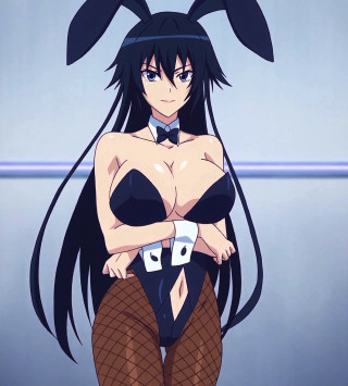 Woman long black hair bunny - superflat free wallpaper for tablet
