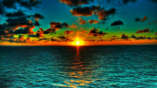 Sunset ocean clouds boat water 2 - cloud and a boat free wallpaper