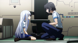 Anime couple sitting floor machine - a floor next free wallpaper