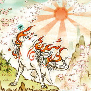 Dog fire sky flowers sun - ukiyoe free wallpaper for tablet