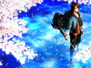 Blue water flowers sky kimono - a blue outfit free wallpaper