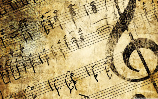 Grungy music background musical notes - cinematic composition free wallpaper