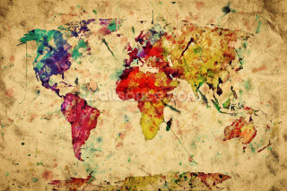World map watercolor grunge background - watercolor free wallpaper