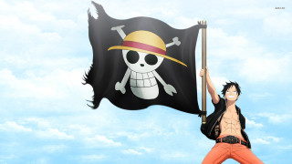 Man holding pirate flag skull - a skull free wallpaper