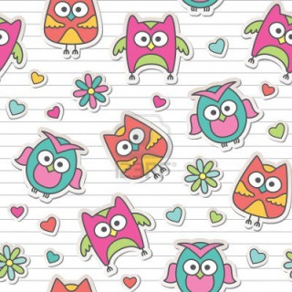 Colorful owls hearts lined paper - heart free wallpaper for tablet