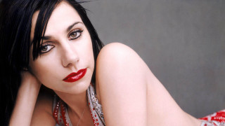 Woman black hair red lipstick 5 - piercing eye free wallpaper