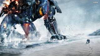 Giant robot beach person ocean - a giant robot free wallpaper