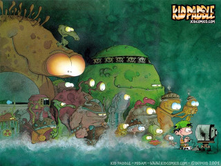 Cartoon group people green monster - a cartoon of a group free wallpaper