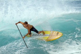 Man paddle surfboard wave ocean - fabien charuau free wallpaper