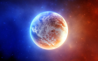 Blue red planet red star - planet free wallpaper for desktop