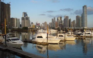 Marina boats city tall buildings - several boat free wallpaper