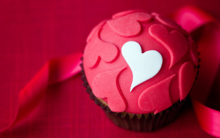 Cupcake heart pink ribbon romantic - a cupcake free wallpaper