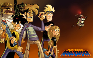 Cartoon characters red background guitar - anson maddock free wallpaper