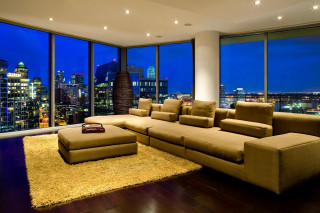Living room large couch city - the city free wallpaper