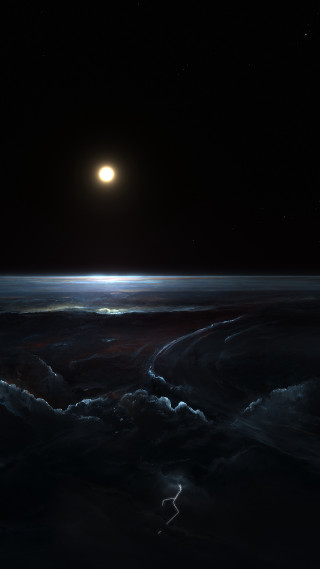 Full moon clouds sky ocean - above the cloud free wallpaper