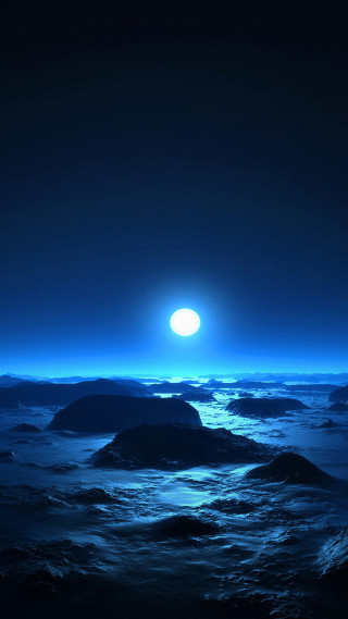 Full moon ocean night matte - arthur pan free wallpaper for mobile