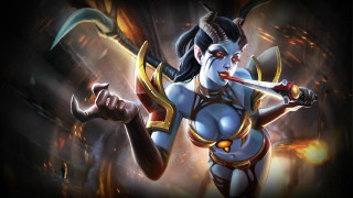 Woman sword demon flames fantasy - splash art free wallpaper