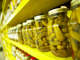 Shelf jars pickles peanuts store - a shelf free wallpaper