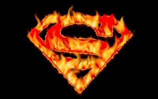 Superman symbol flames black background - flame behind free wallpaper