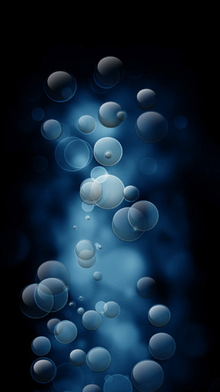 Black background water bubbles blue - amano free wallpaper for mobile