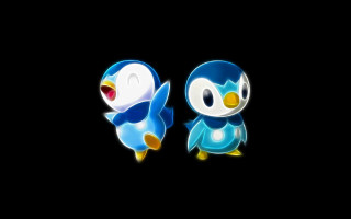 Penguins holography shiny black background - shiny free wallpaper