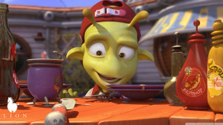 Cartoon character sitting table food - ambient free wallpaper