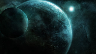 Two planets starry sky moon - the space free wallpaper