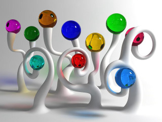 Colorful objects white surface background 2 - colorful object free wallpaper