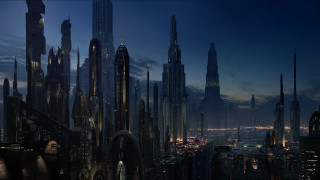 Futuristic city night lights tall - a futuristic city free wallpaper for desktop