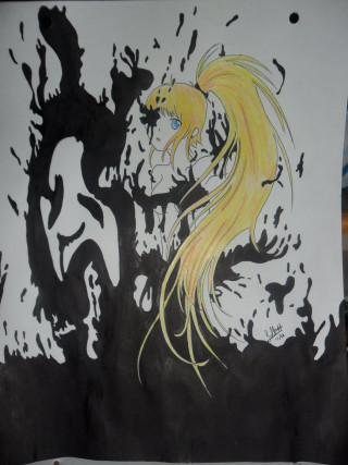 Alice blonde blue eyes floating - white ink free wallpaper