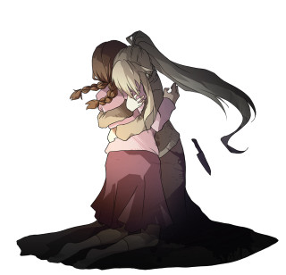 Couple hugging cartoon style image - destructive free wallpaper for tablet