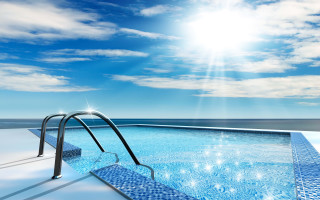 Swimming pool ladder sunshine horizon 2 - a swimming pool free wallpaper