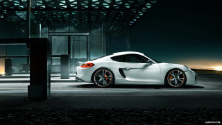 White sports car night building - a black roof free wallpaper