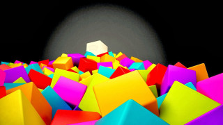 Colorful blocks black floor white - ambient occlusion free wallpaper