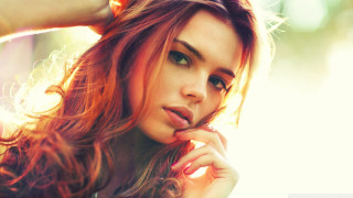 Woman long hair posing hand 4 - her cheek free wallpaper