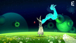 Cartoon character field ball bird - his hand and a bird free wallpaper