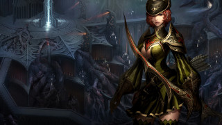 Woman costume sword dark room - a woman in a costume holding free wallpaper