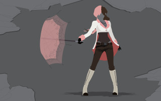 Woman umbrella rock wall pink - a rock wall free wallpaper