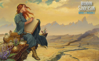 Woman sitting suitcase desert mountain - a mountain in the background and a sky free wallpaper