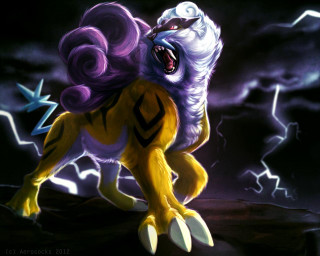 Yellow purple lion lightning shock - a cartoon free wallpaper for desktop