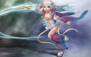 Woman sword dress action hero - fantasy style free wallpaper