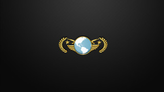 Black background gold emblem globe - epsylon point free wallpaper