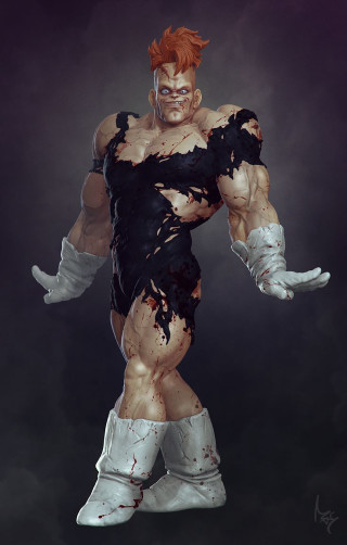 Redhair muscular man bloodsplatter dark - unreal free wallpaper for mobile