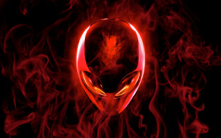 Red alien head black background 2 - red smoke free wallpaper