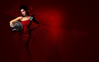 Woman red dress disco ball - a pattern free wallpaper for desktop