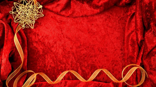 Red velvet background gold ribbon - exquisite free wallpaper for desktop